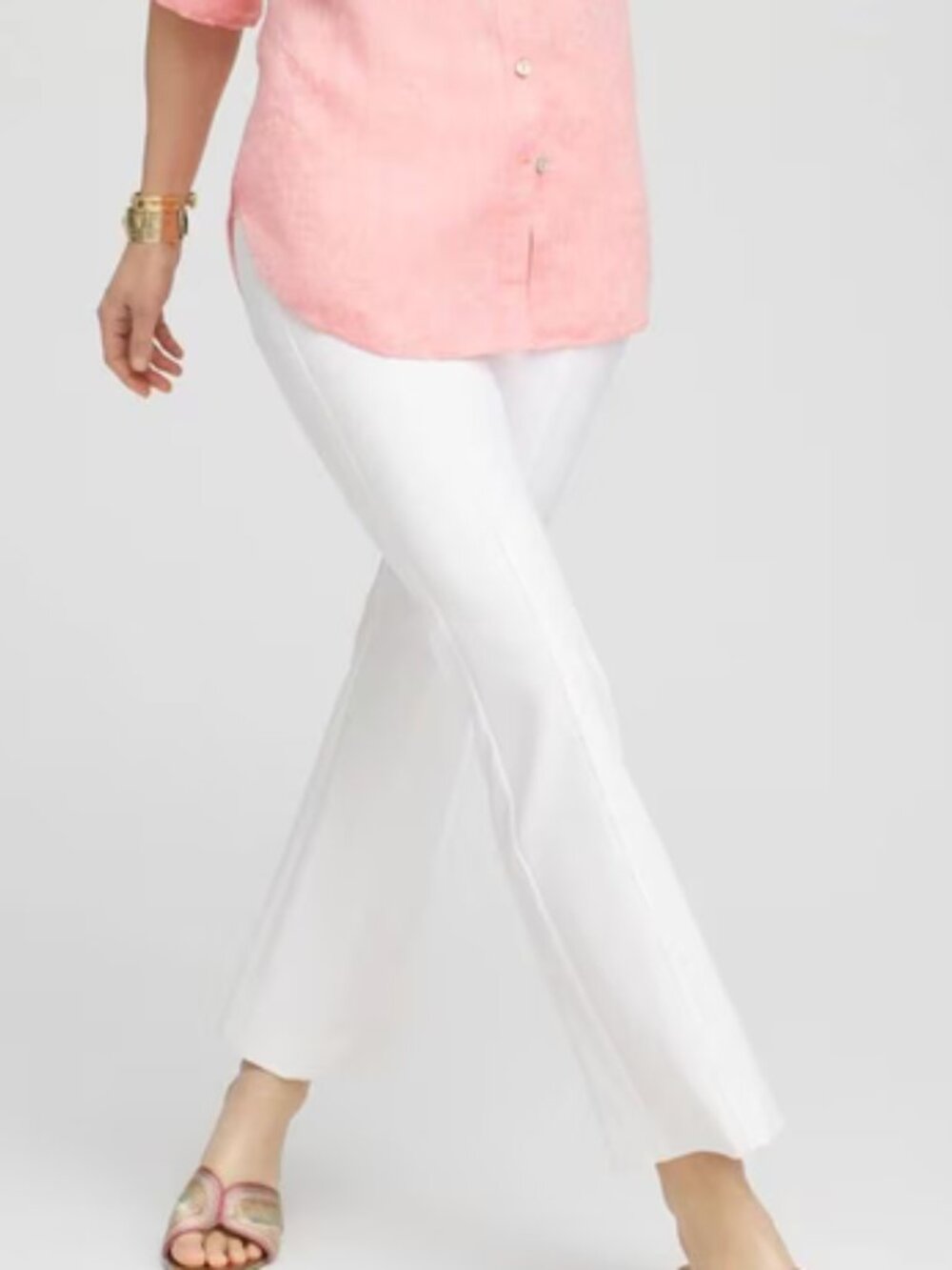 Chico's White Polished Cotton Lara Pants size 2 nwt